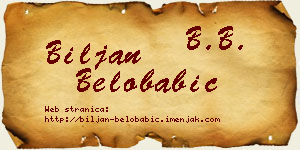 Biljan Belobabić vizit kartica